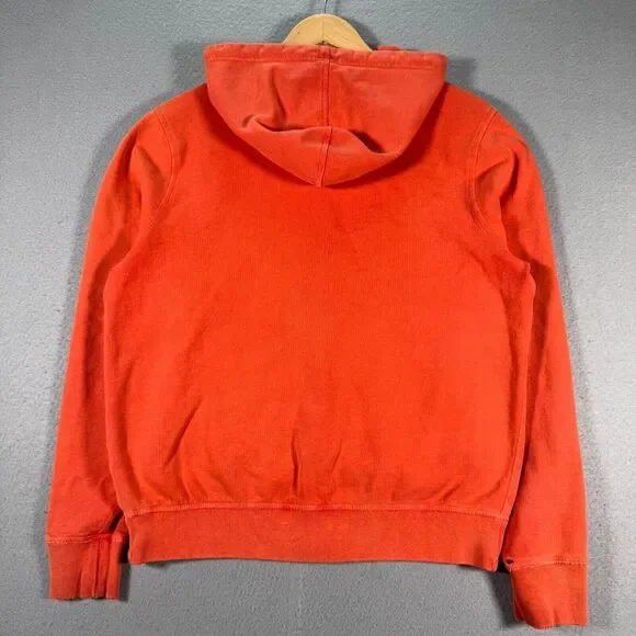 Lucky Brand Vintage Inspired Hoodie Sweatshirt Women XS Orange Fleece Distressed - Picture 2 of 12